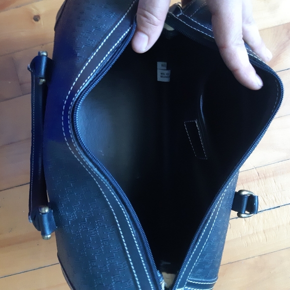 Guy Laroche Black Vintage Doctor Hand Bag Structured Minimalist Purse Carryall - Picture 7 of 8